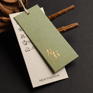 2024 New Design Custom Printing Logo Luxury High Quality Green Paper Set Cloth Custom Clothing Hang Tag Label Tag Card