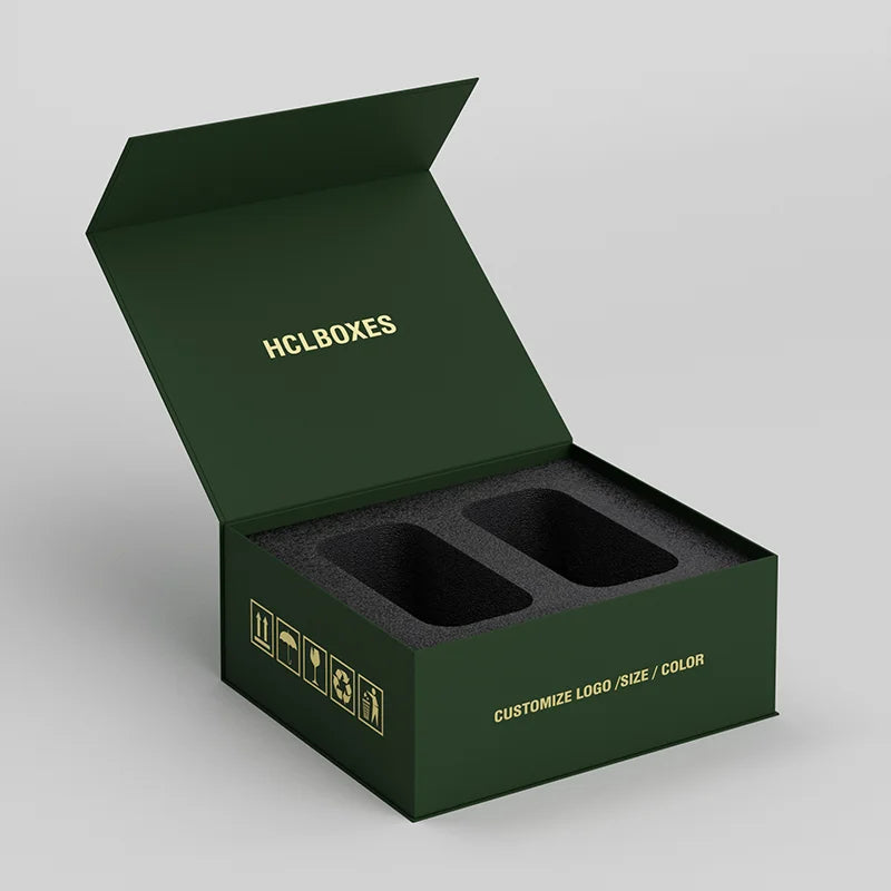 Recyclable Custom Logo Hard Cardboard Art Paper Stamping Paper Boxes for Gift Luxury Magnetic Folding Gift Box