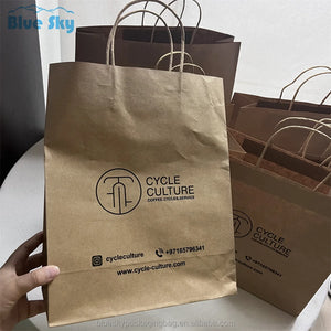 Eco-friendly reuse custom printed your own logo white brown kraft paper gift craft shopping paper bag with treatment