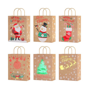 Fashion pattern printing custom candy gift Daily Shopping Packaging wholesale price brown Kraft paper bag christmas 120g