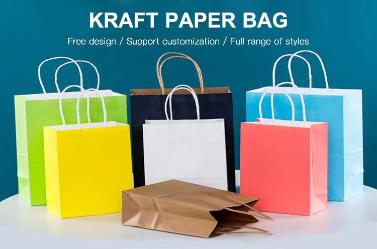 Fashion pattern printing custom candy gift Daily Shopping Packaging wholesale price brown Kraft paper bag christmas 120g