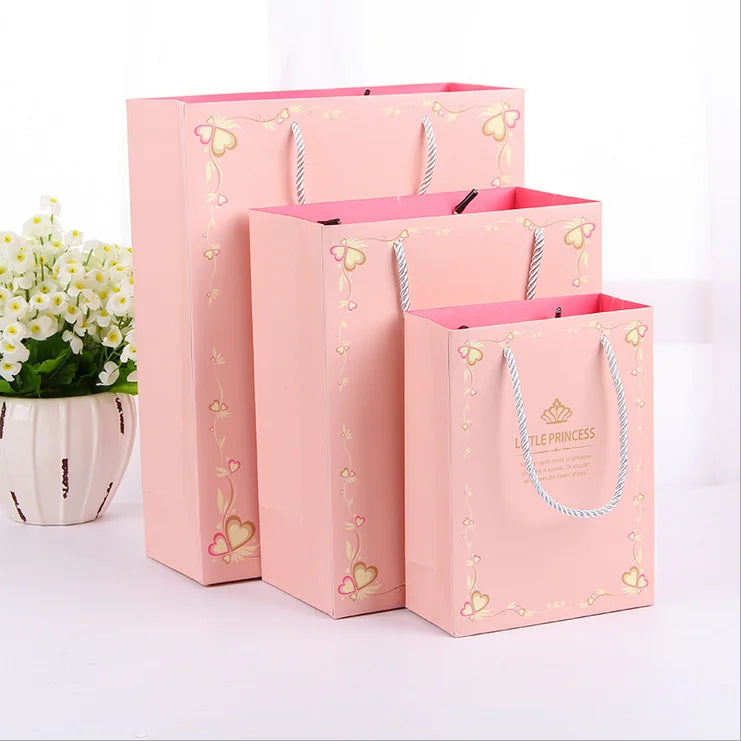 INS Printed Your Own Logo victorias secret pink paper bag wholesale shopping packaging bags