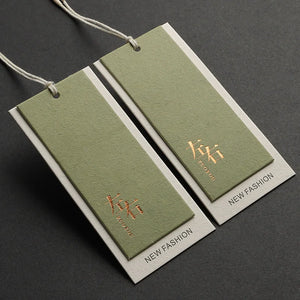 2024 New Design Custom Printing Logo Luxury High Quality Green Paper Set Cloth Custom Clothing Hang Tag Label Tag Card