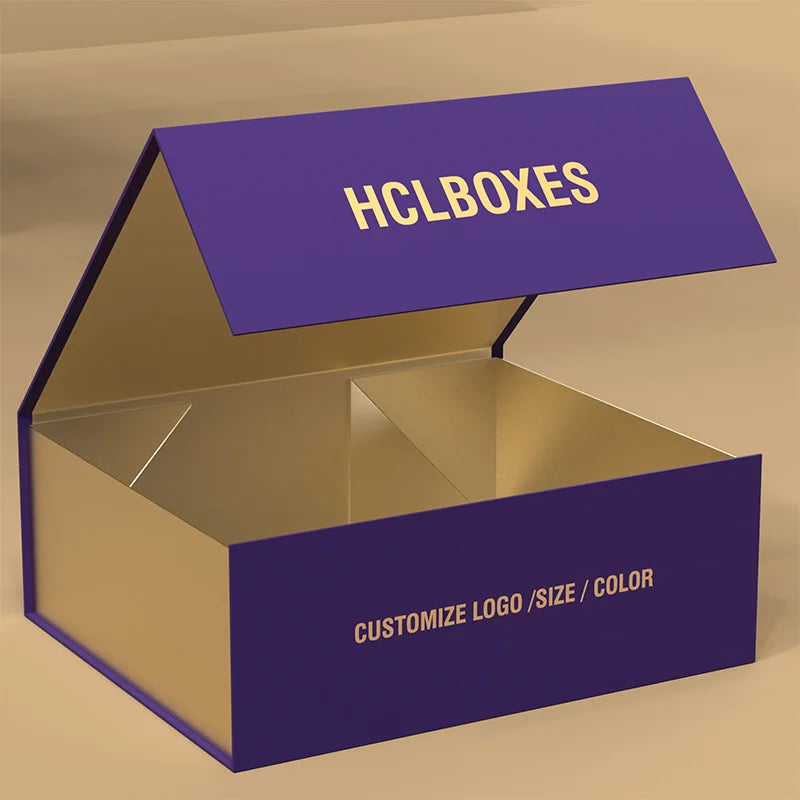 Recyclable Custom Logo Hard Cardboard Art Paper Stamping Paper Boxes for Gift Luxury Magnetic Folding Gift Box